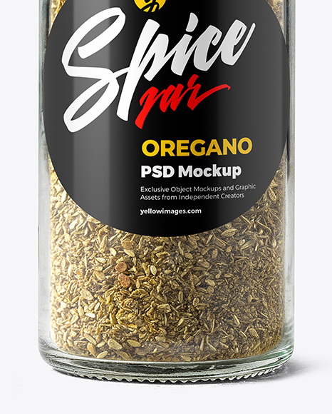 Glass Spice Jar with Oregano Mockup
