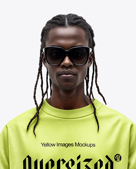 Black Man Wearing an Oversize Sweatshirt and Jeans Mockup