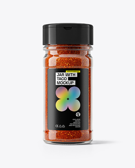 Clear Glass Jar with Taco Seasoning Mockup