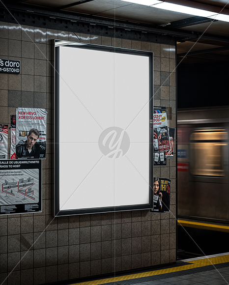 Framed Poster in Subway Mockup