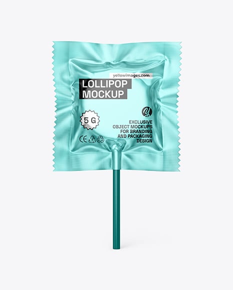 Matte Metallic Lollipop Sachet Mockup - Metal keychain mockup