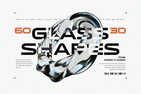 Liquid Glass 3D Shapes - Design Elements