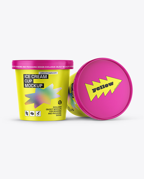 Two Matte Ice Cream Cups Mockup