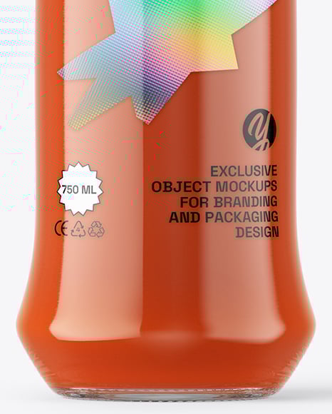Glass Bottle with Tomato Juice Mockup