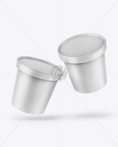 Two Kraft Paper Ice Cream Cups Mockup