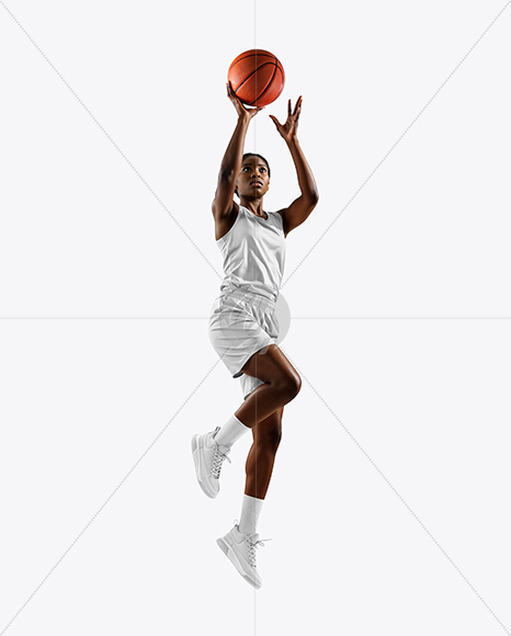 Afro-American Female Basketball Player Wearing Full Basketball Uniform Mockup