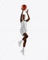Afro-American Female Basketball Player Wearing Full Basketball Uniform Mockup