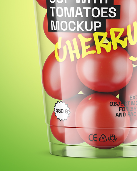 Plastic Cup with Cherry Tomatoes Mockup