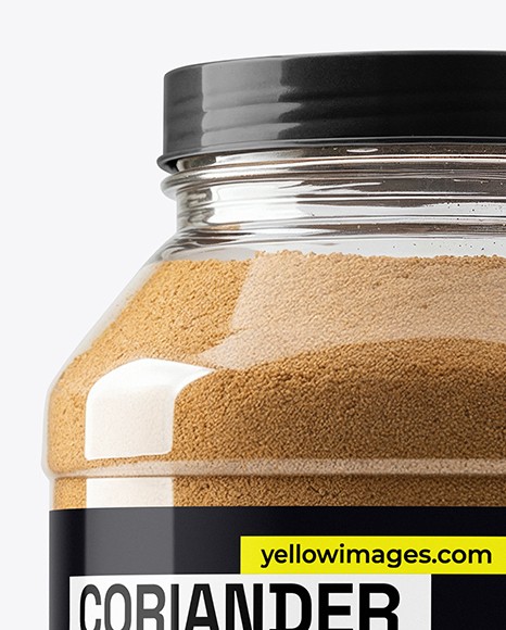 Clear Plastic Jar with Grounded Coriander Mockup