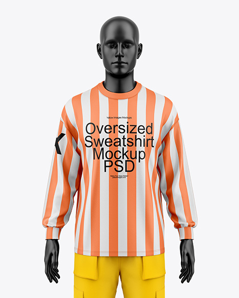 Men's Oversize Sweatshirt w/ Mannequin Mockup - Front View