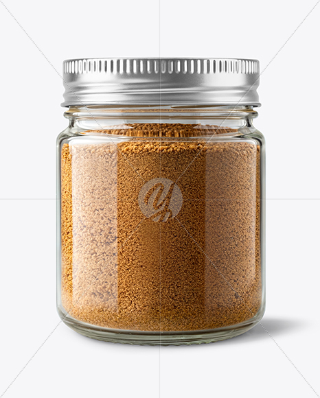 Clear Glass Jar with Ground Nutmeg Mockup