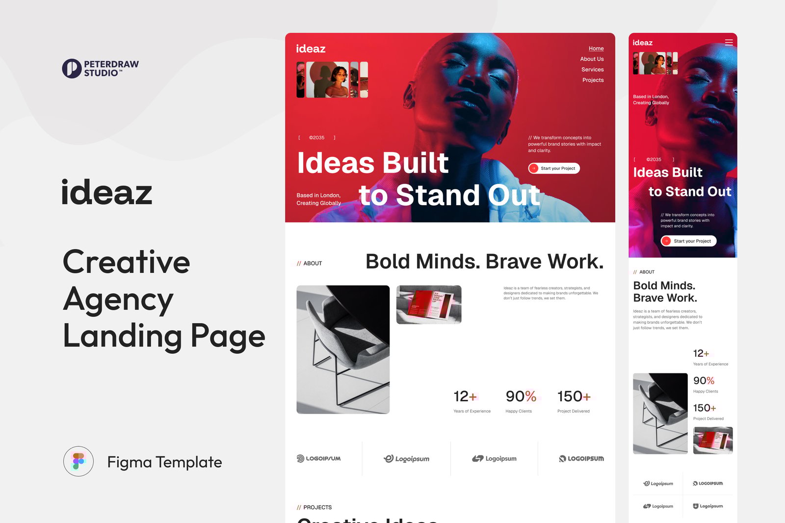 Ideaz – Creative Agency Website UI Figma Template