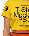 Woman Wearing T-Shirt with Fanny Pack Mockup