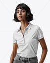 Young Woman Wearing Polo Shirt and Jeans Mockup