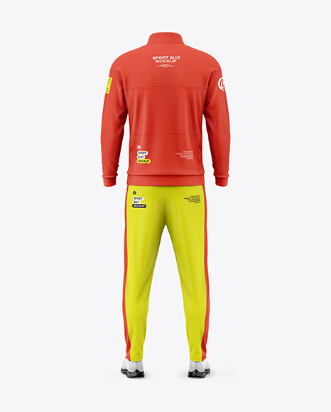 Men's Sport Suit Mockup - Back View - Black tracksuit mockup