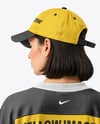 Woman Wearing Ice Hockey Jersey and Cap Mockup