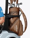 Man Wearing Polo and Chinos on Golf Cart Mockup