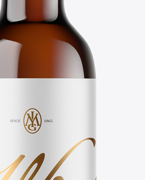 Amber Glass White Wine Bottle Mockup