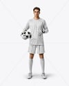 Soccer Goalkeeper Wearing Long Sleeve Jersey and Shorts Mockup