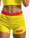 Female UFC Fighter Wearing T-Shirt & Shorts Mockup