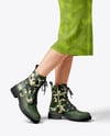 Combat Boots on Women's Legs with Dress Mockup