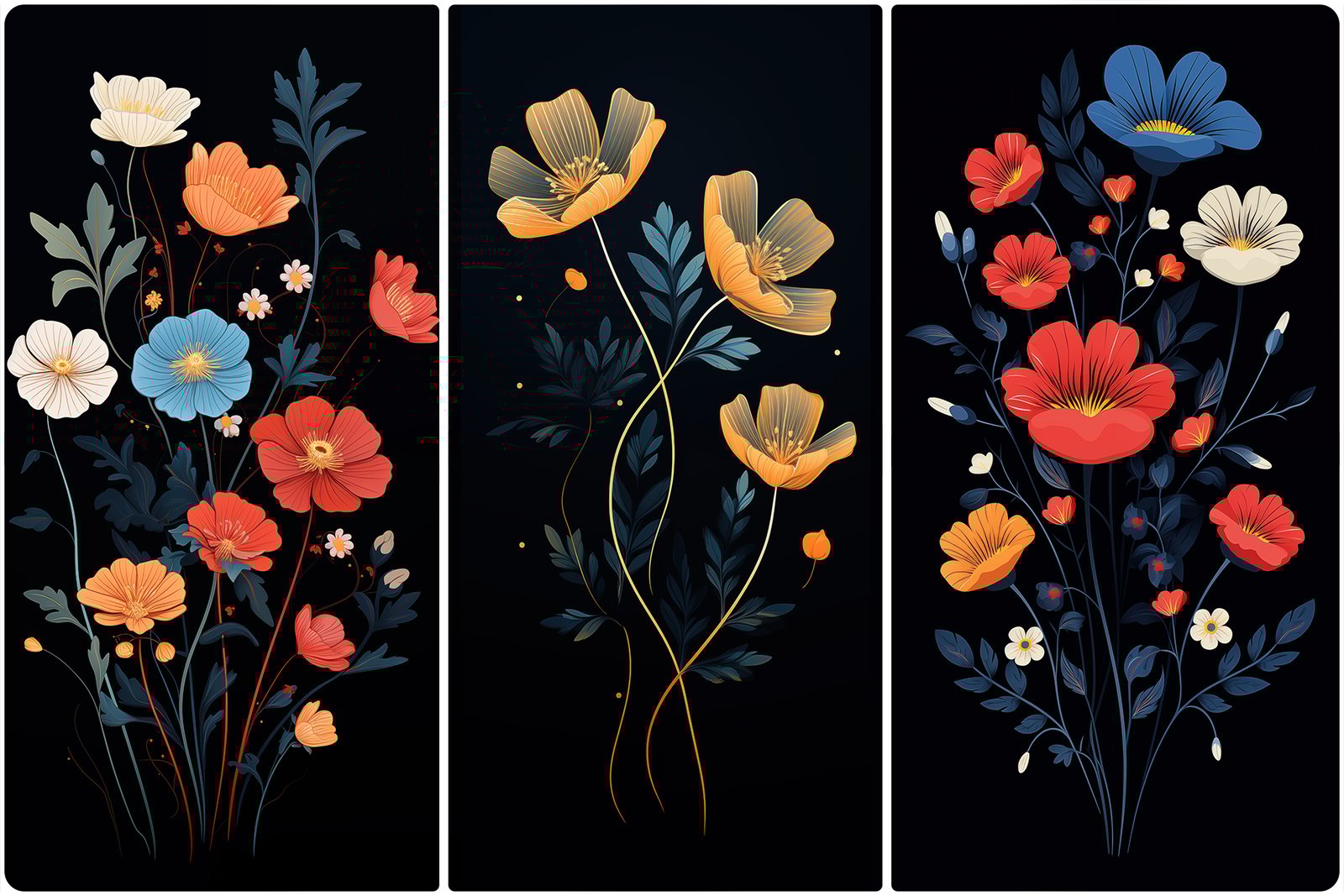 120 Flowers Poster Illustration Backgrounds