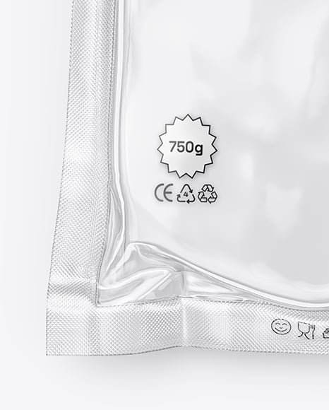 Clear Plastic Flow-Pack with Beef Steak Mockup