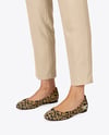 Pair of Suede Ballet Flats on Woman's Legs Mockup