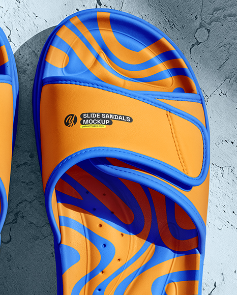 Slide Sandals Next to The Wall Mockup