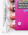 Clear Plastic Flow-Pack with Sausages in Paper Holder Mockup