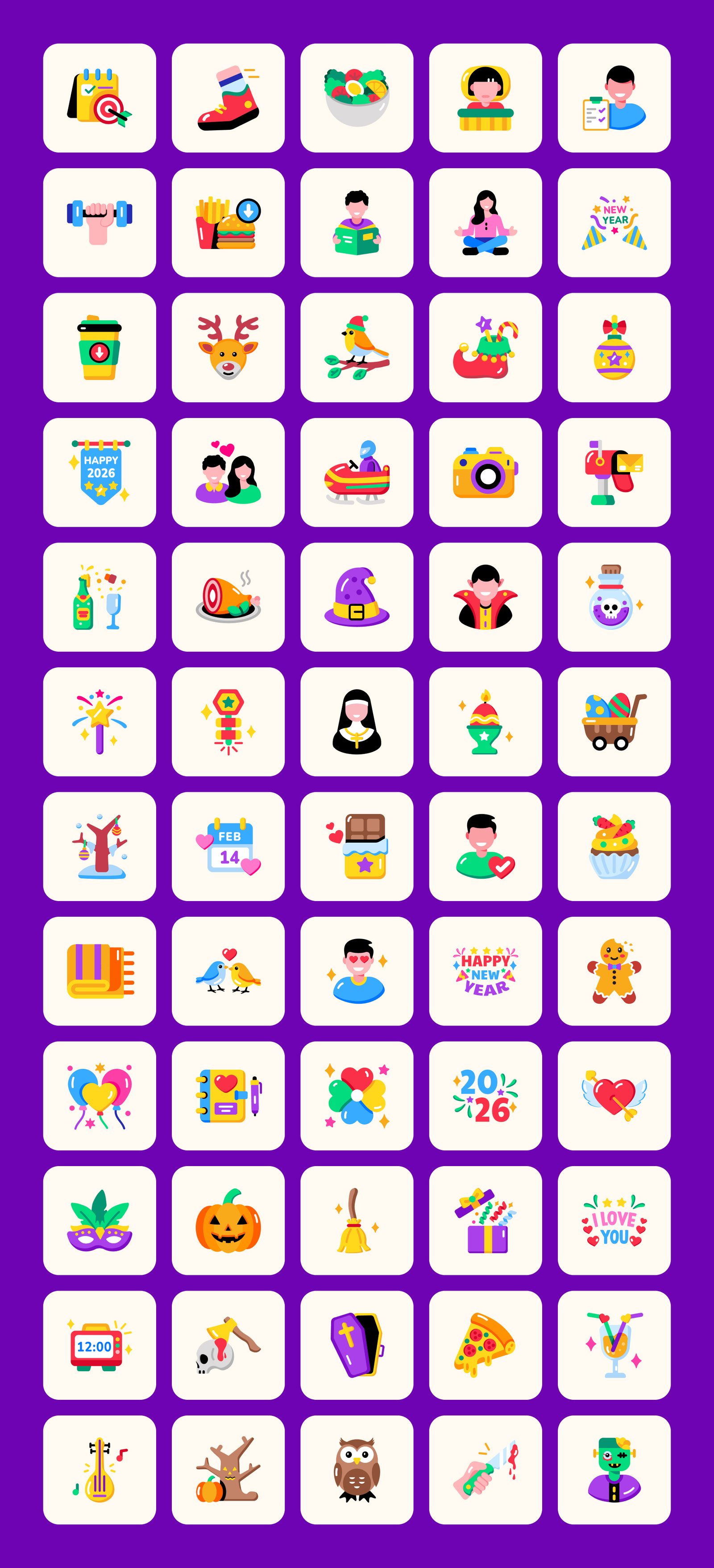 Joyful Holiday Icon Set