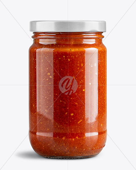 Glass Jar with Marinara Sauce Mockup