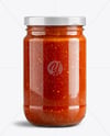 Glass Jar with Marinara Sauce Mockup