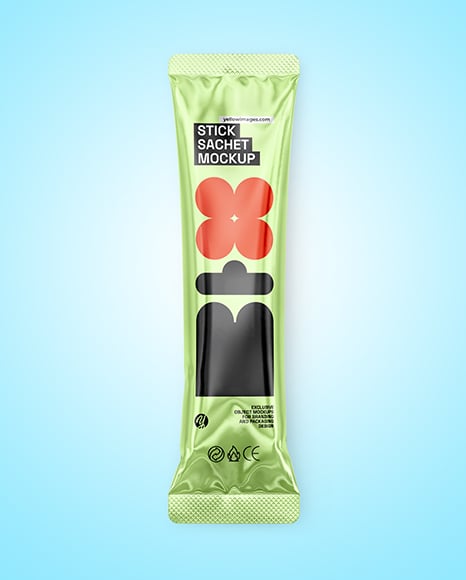 Glossy Metallic Stick Sachet Mockup
