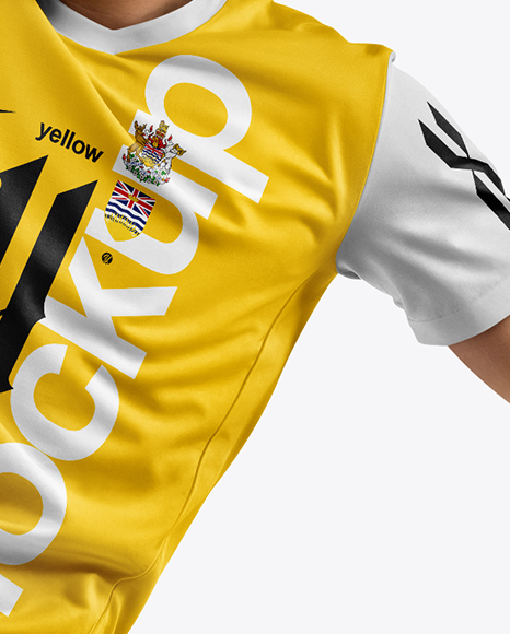 Man Wearing Soccer Jersey and Shorts Mockup