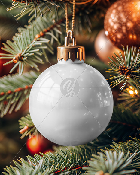 Glossy Christmas Ball Mockup