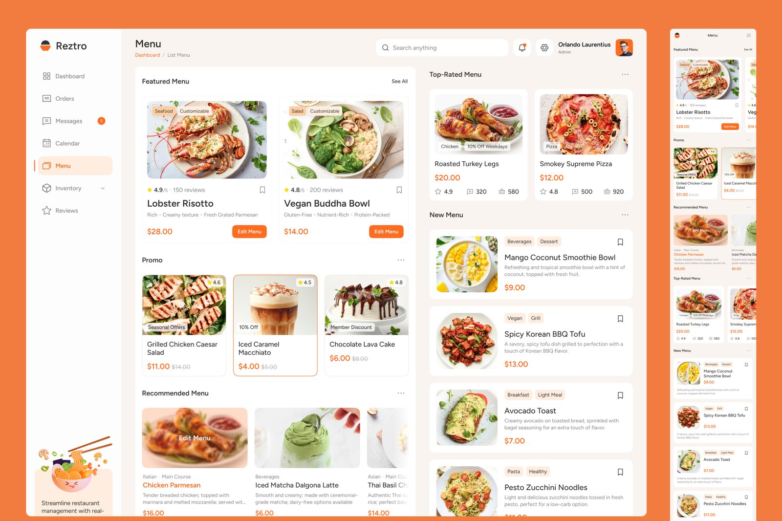 Reztro - Restaurant Dashboard