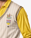 Cricket Player Wearing a Sleeveless Jumper Holding a Bat Mockup