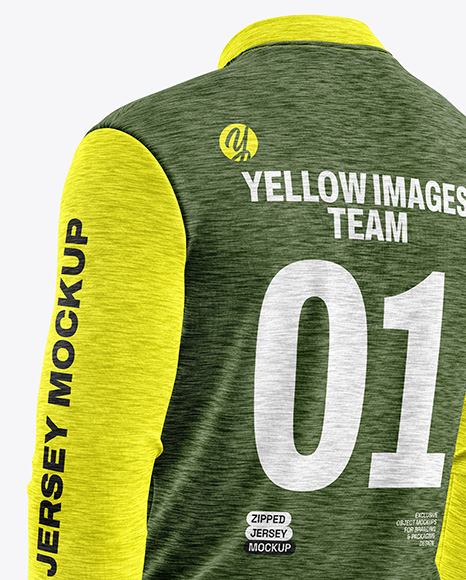 Melange Jersey Mockup - Back Half Side View