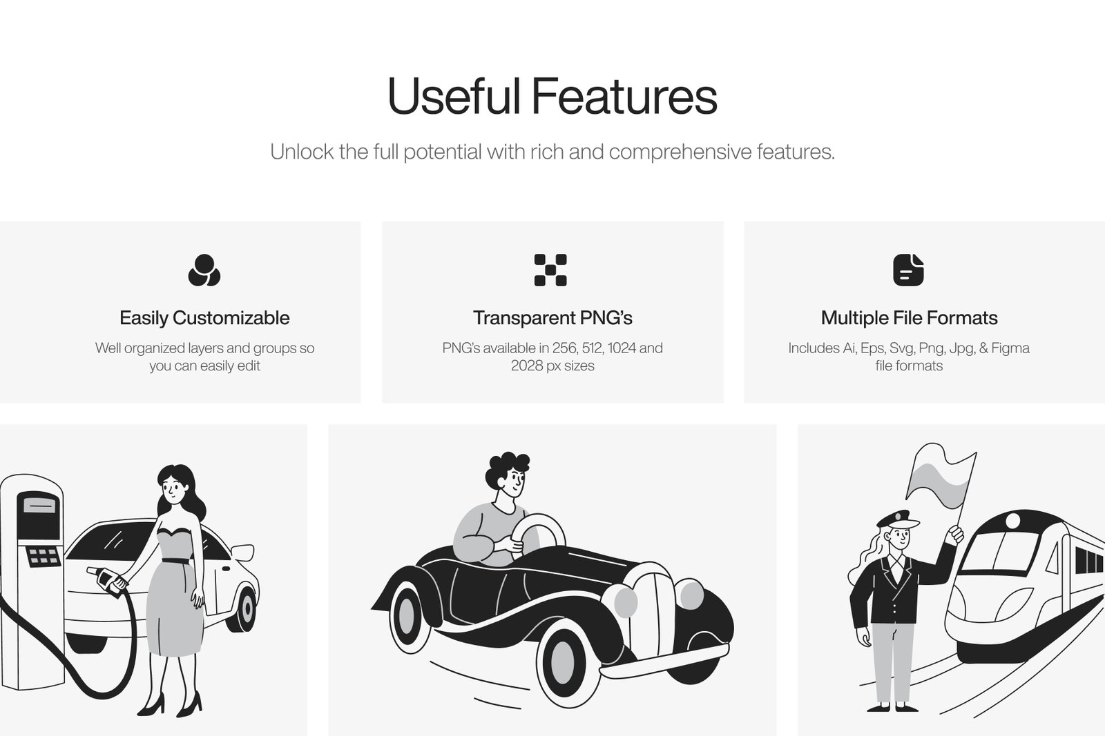 Vehicle Illustration Art Set
