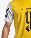 Soccer Player Wearing Jersey and Shorts Mockup