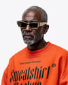 Elderly Black Man Wearing Oversize Sweatshirt and Sweatpants Mockup