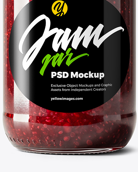Glass Jar with Cherry Jam Mockup