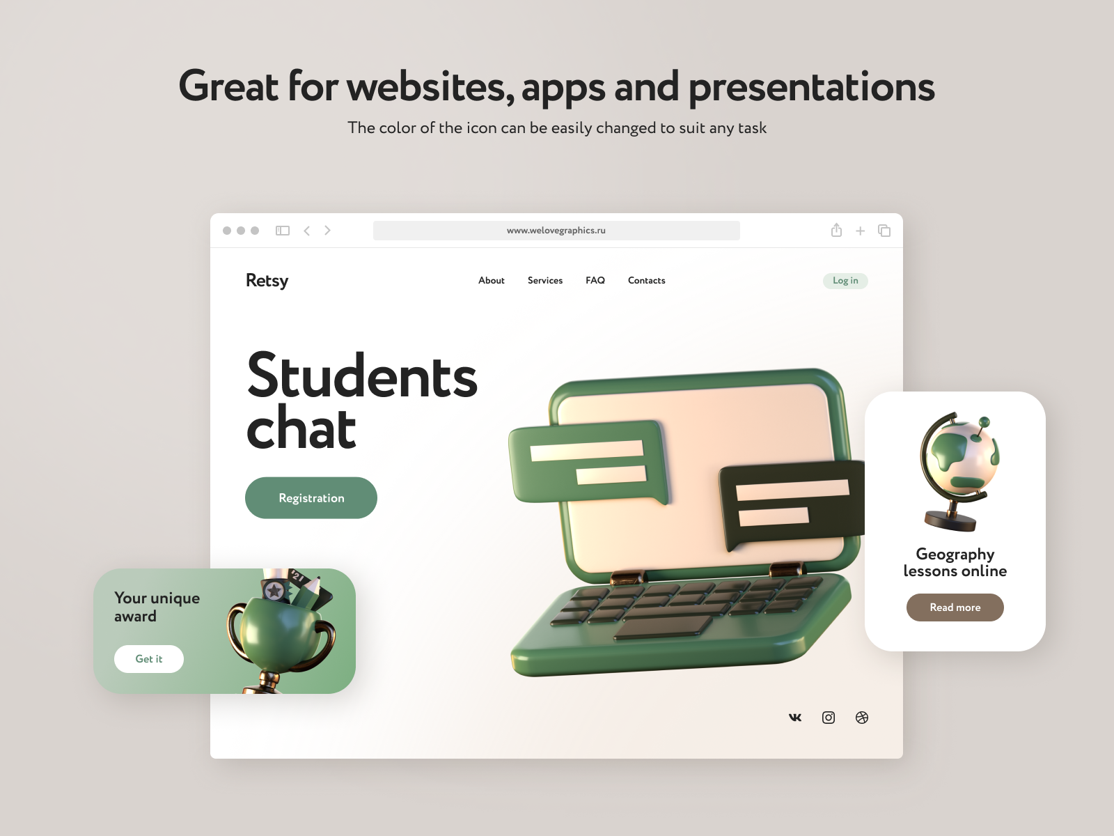 Retsy Education 3D Icons