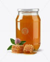 Clear Glass Jar with Clover Honey Mockup