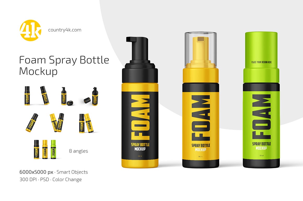 Foam Spray Bottle Mockup Set