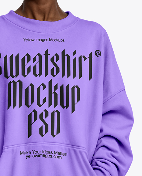 Afro-American Woman in Sunglasses Wearing Oversize Sweatshirt & Sweatpants Mockup