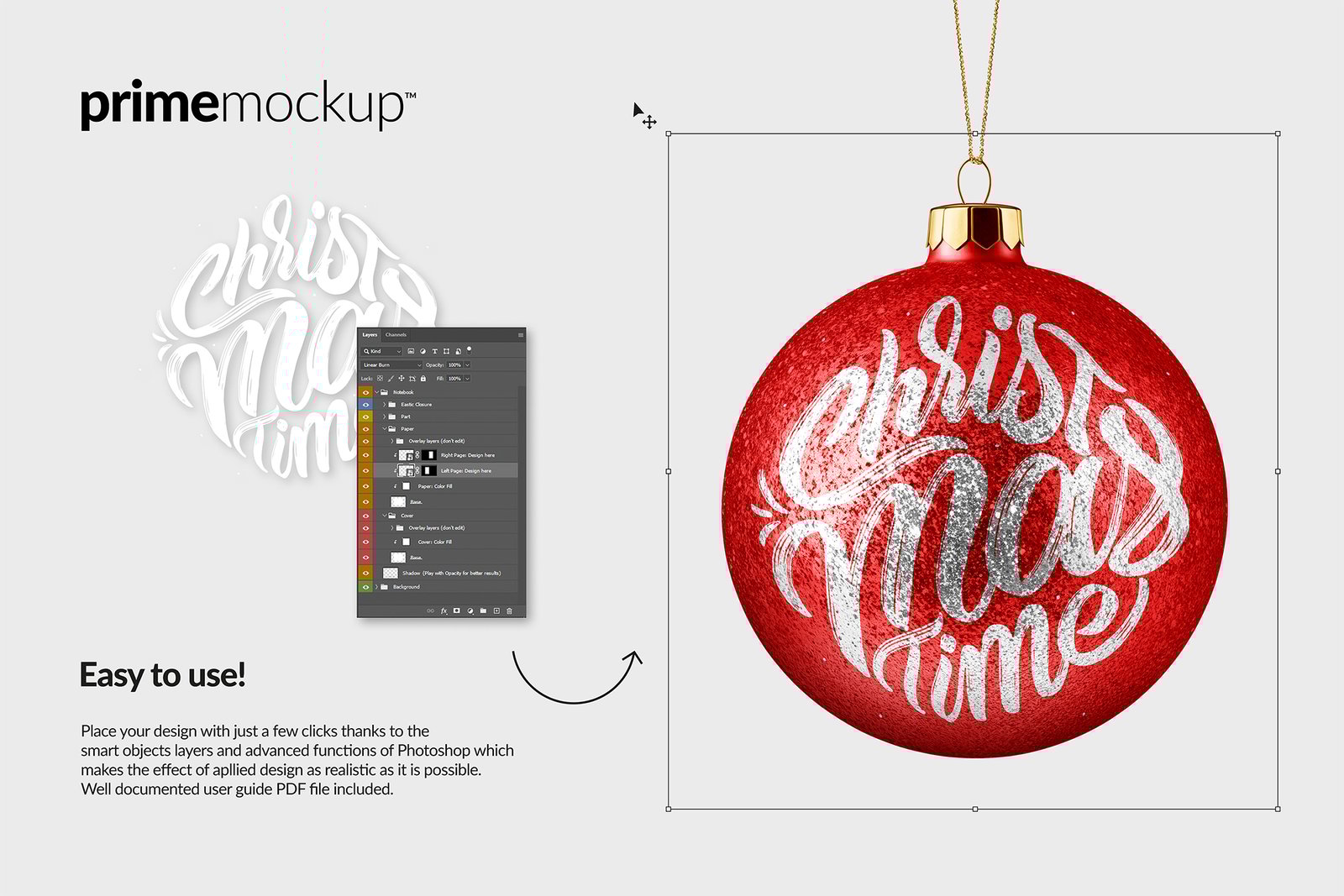Christmas Ball Ornament Mockup Scene