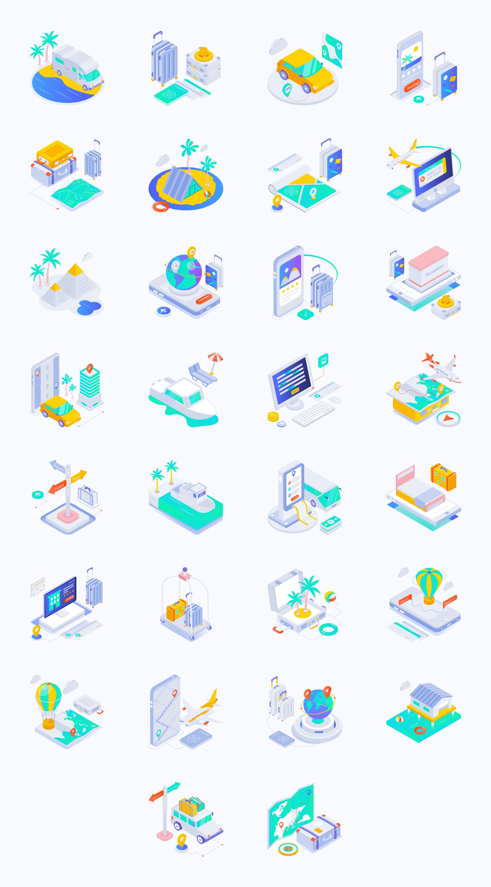 Travel Isometric Icons Pack
