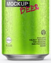 330ml Matte Metallic Drink Can with Drops Mockup